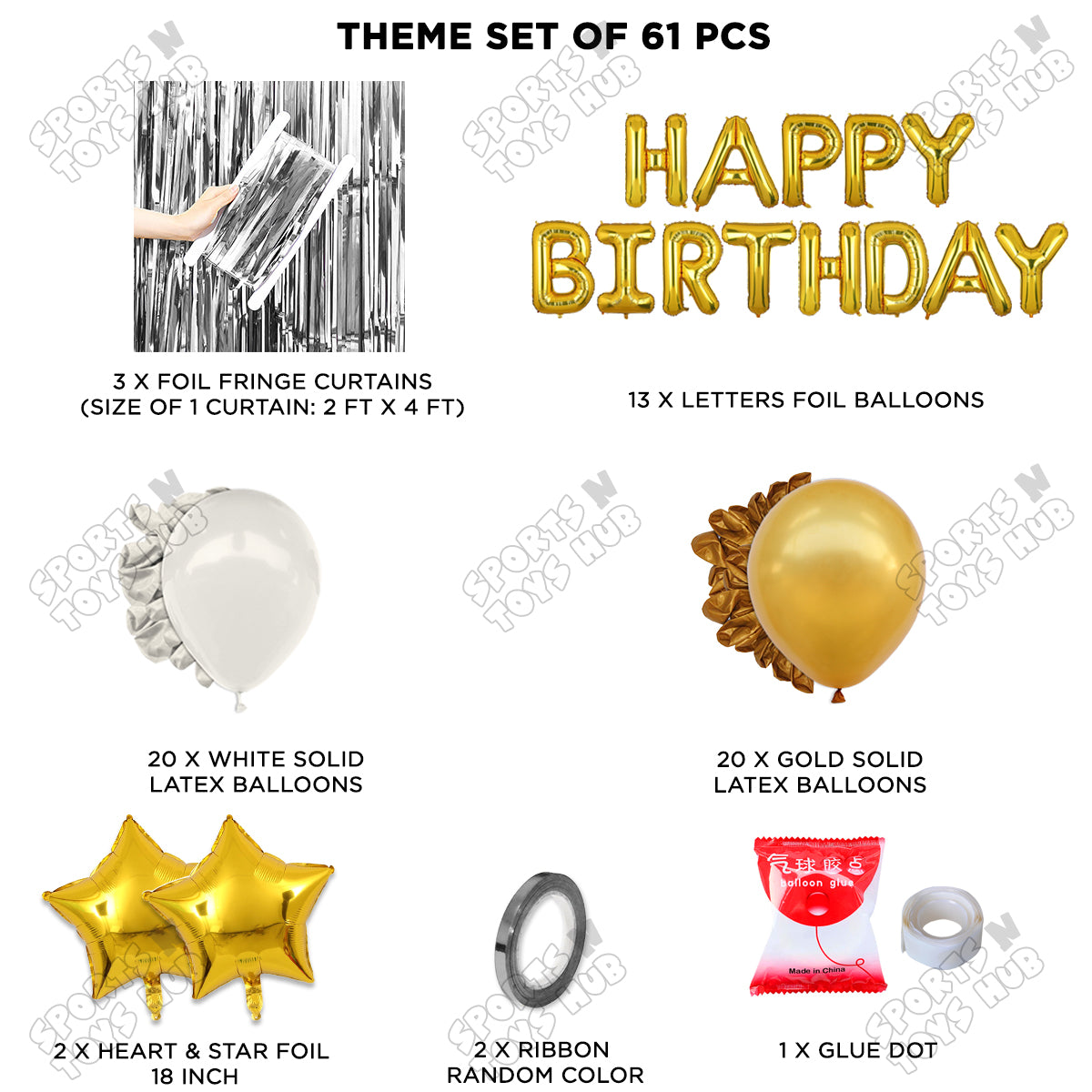 Happy Birthday Foil Letter Theme - Gold & White