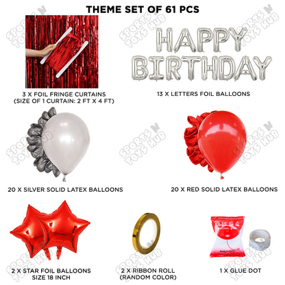 Happy Birthday Foil Letter Theme - Silver & Red