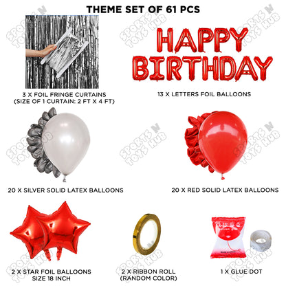Happy Birthday Foil Letter Theme - Red & Silver