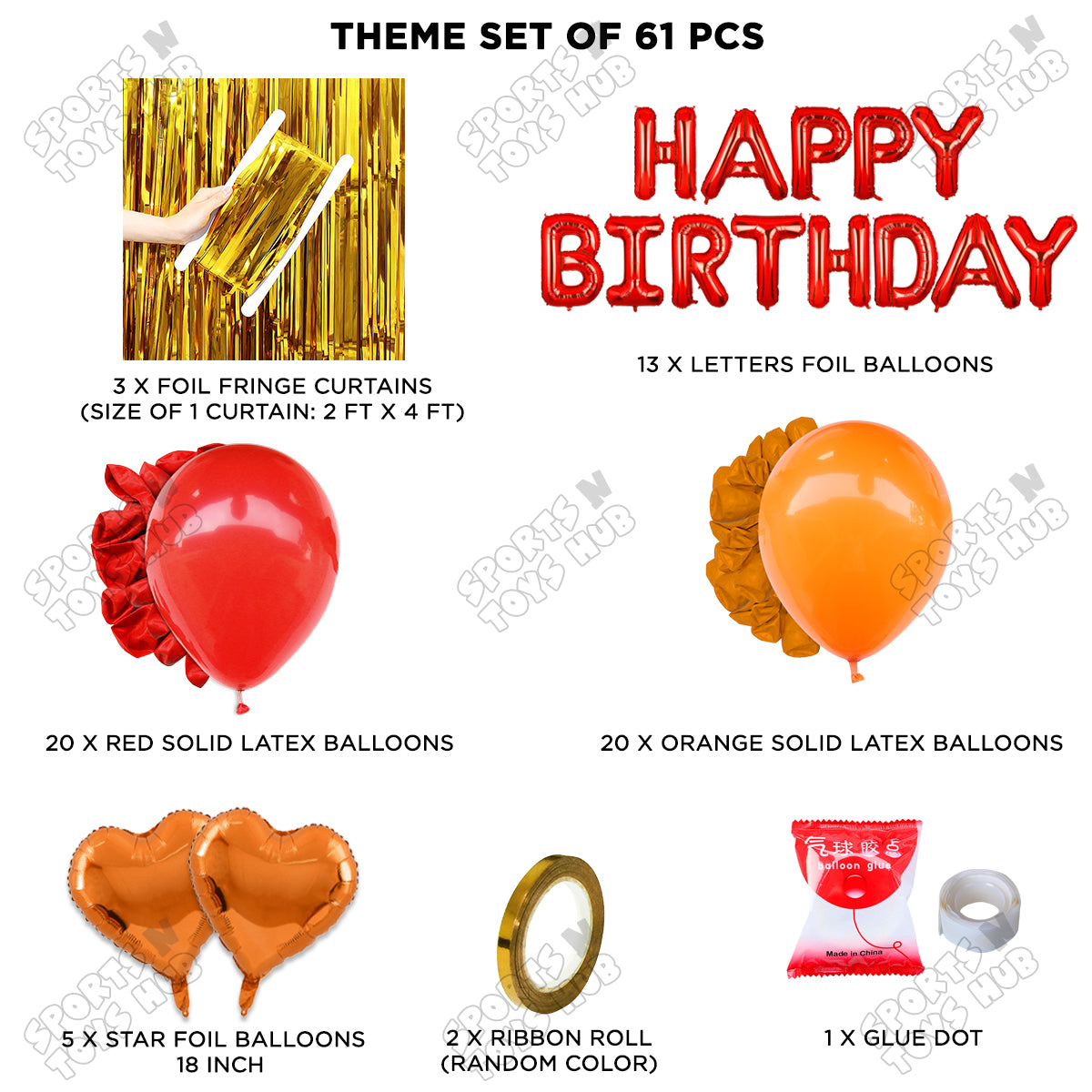 Happy Birthday Foil Letter Theme - Red & Orange