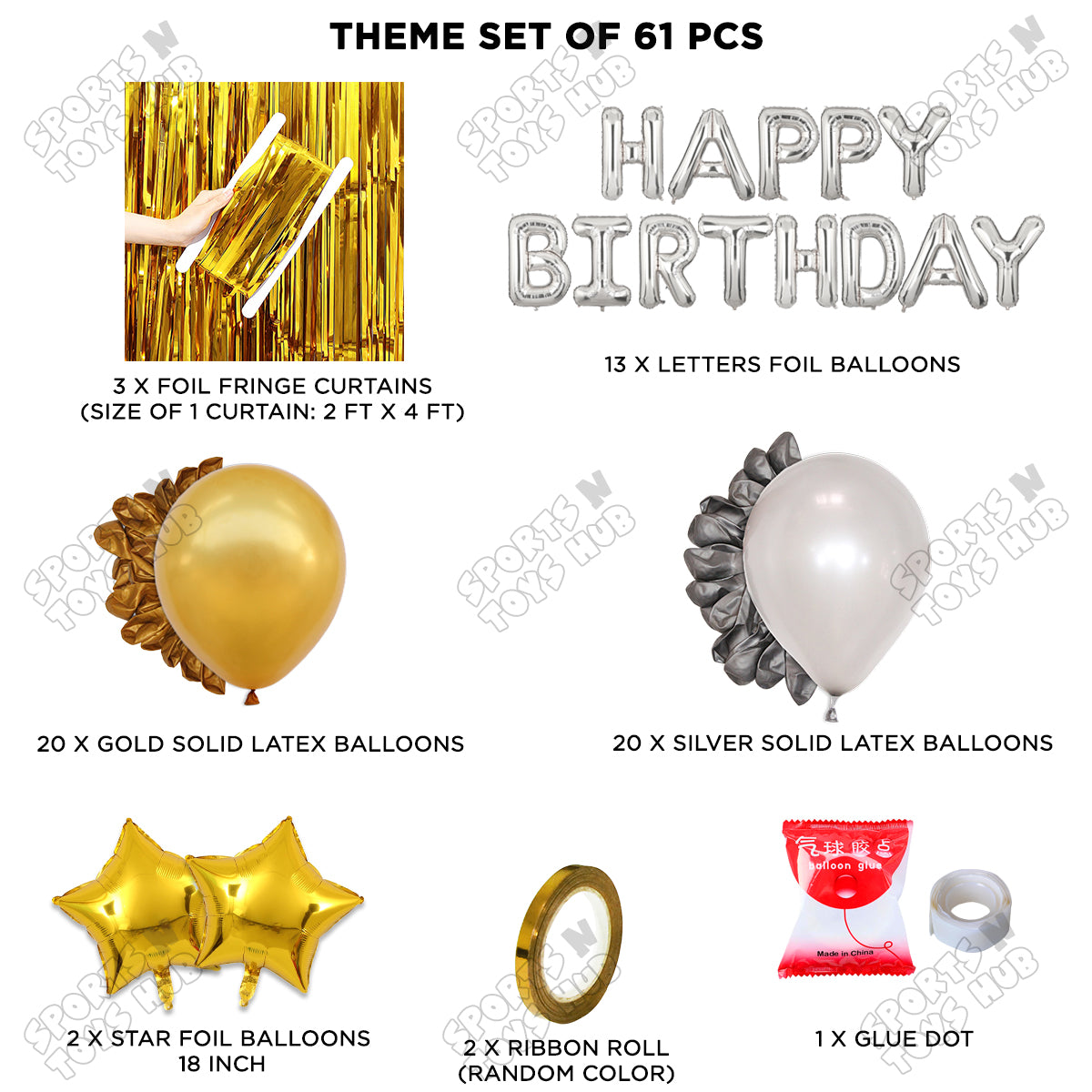 Happy Birthday Foil Letter Theme - Silver & Gold