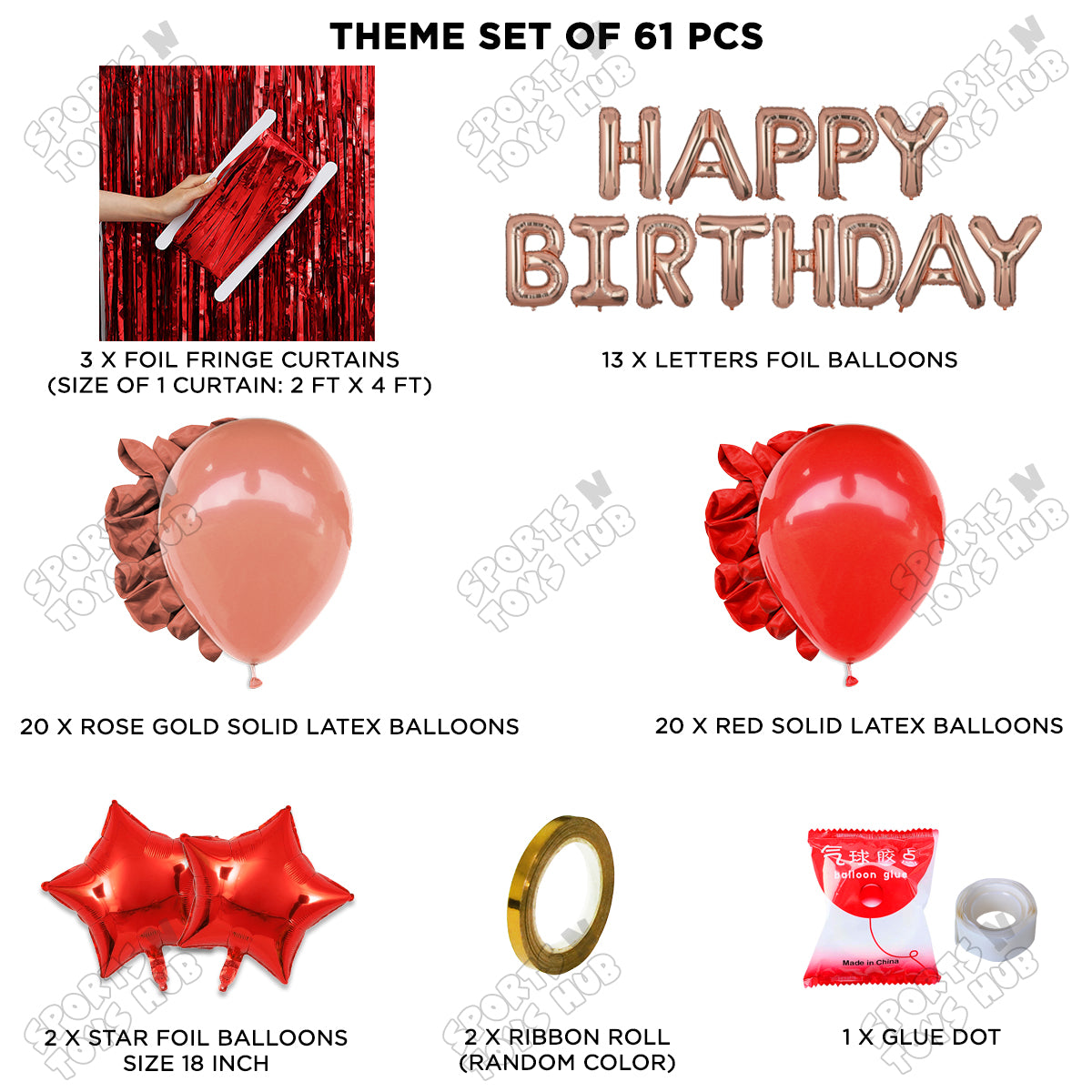 Happy Birthday Foil Letter Theme - Rose Gold & Red