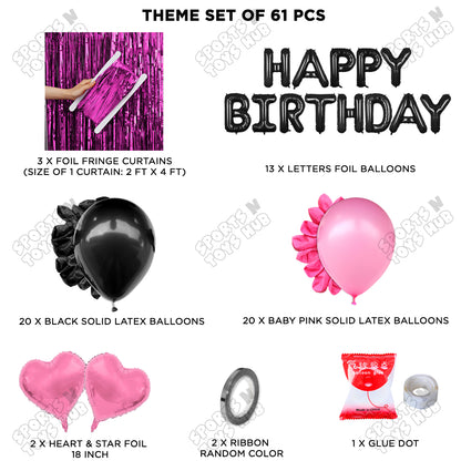 Happy Birthday Foil Letter Theme - Black & Baby Pink