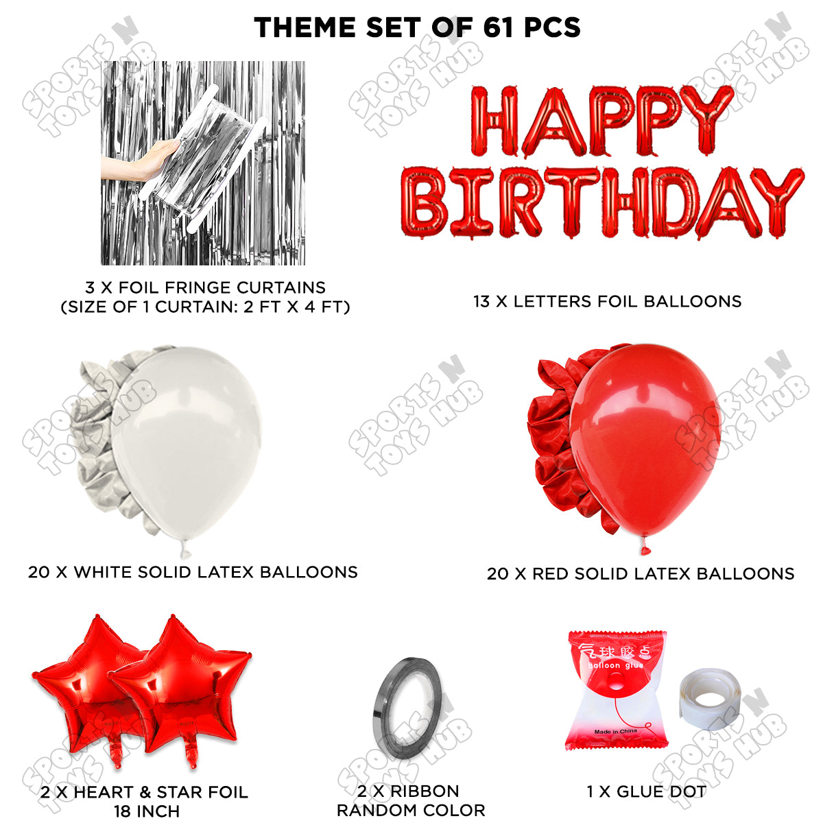 Happy Birthday Foil Letter Theme - Red & White