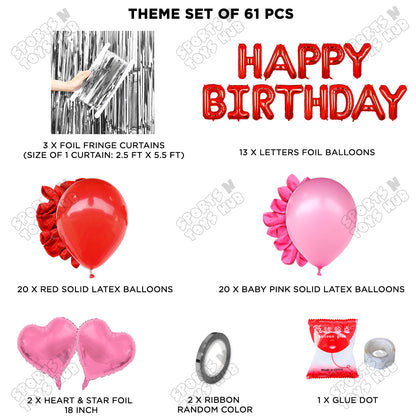 Happy Birthday Foil Letter Theme - Red & Dark Pink