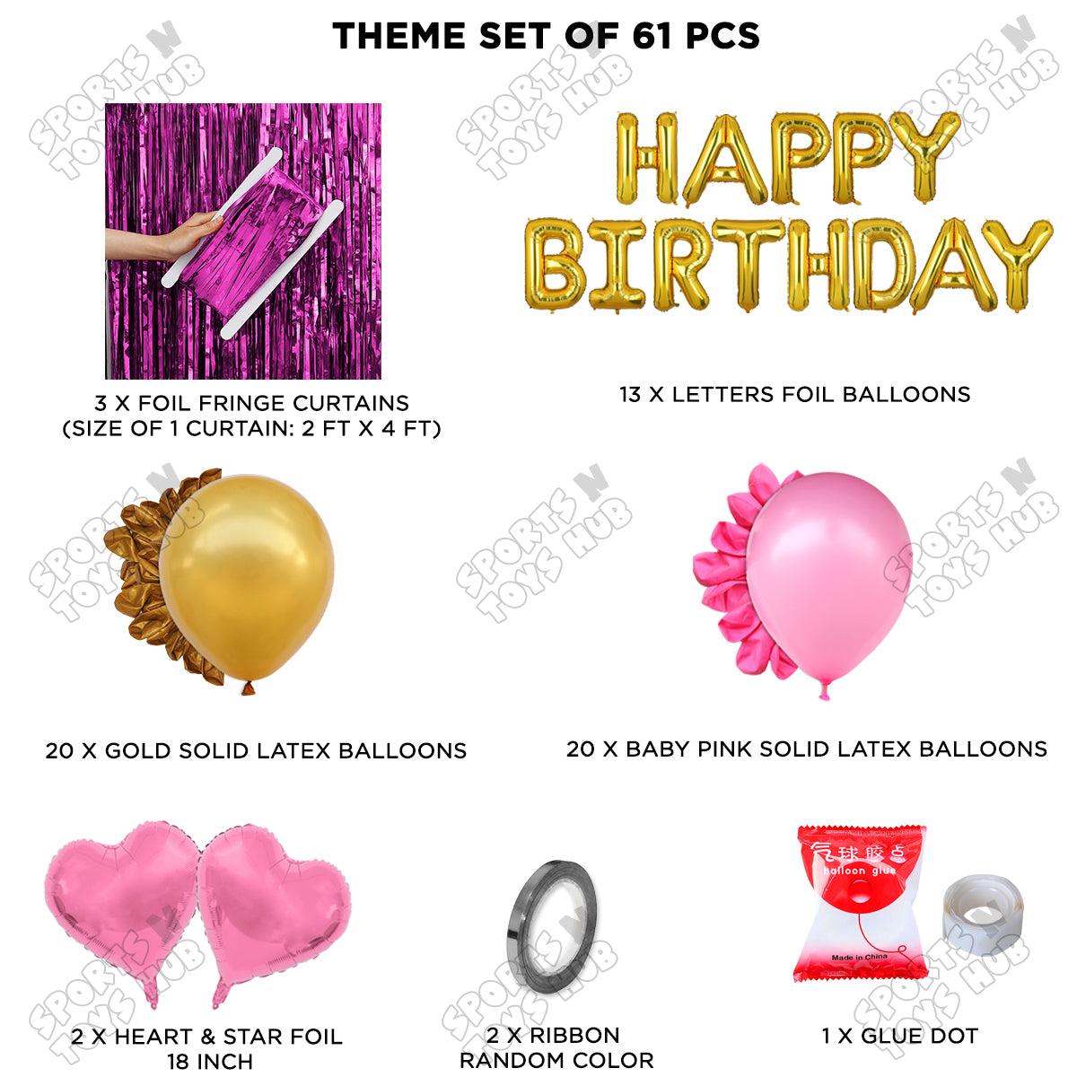 Happy Birthday Foil Letter Theme - Gold & Baby Pink