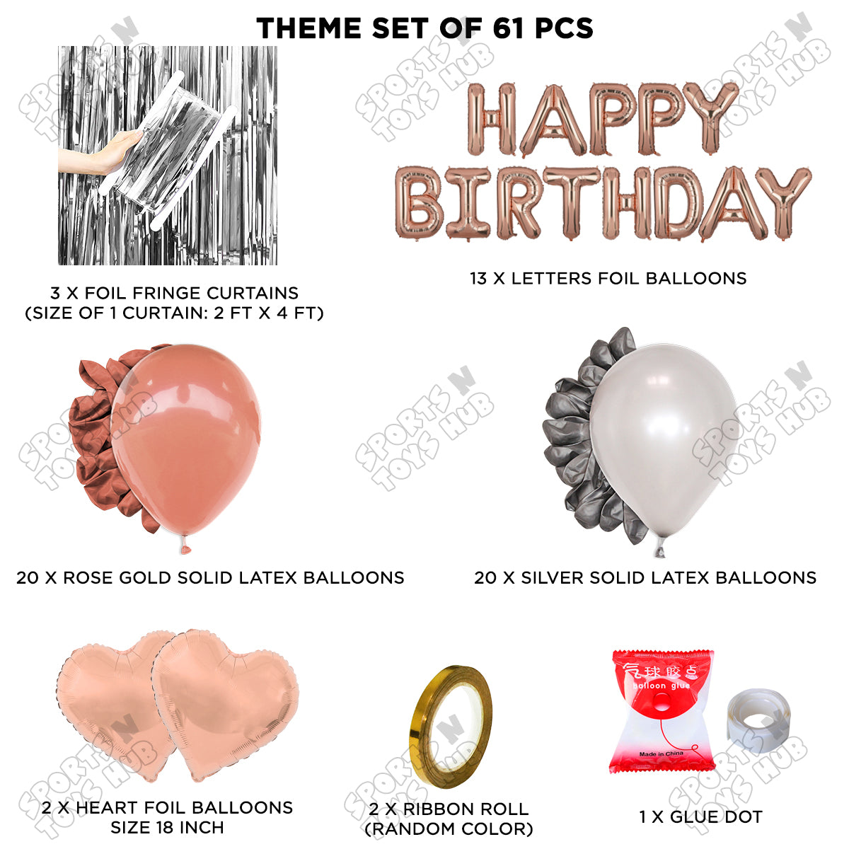 Happy Birthday Foil Letter Theme - Rose Gold & Silver