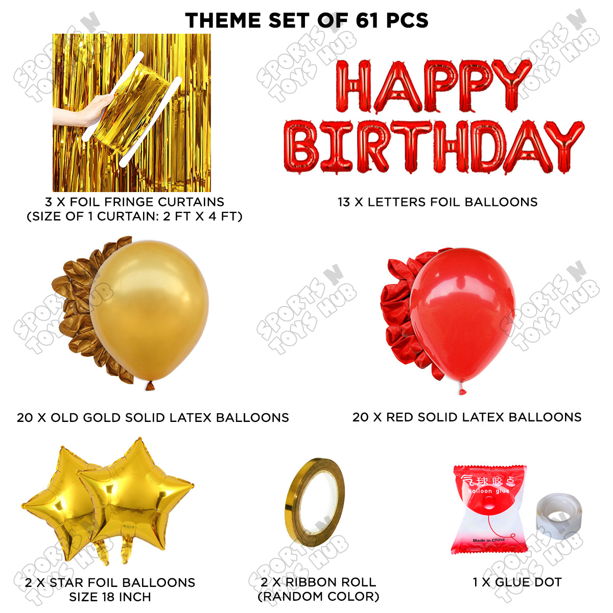 Happy Birthday Foil Letter Theme - Red & Gold