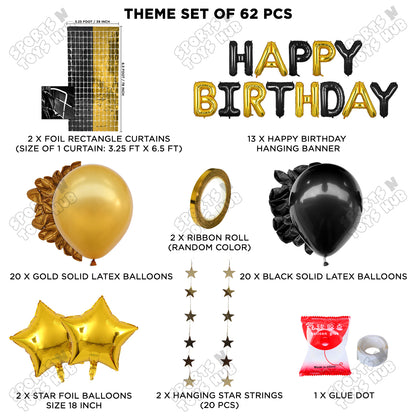 Happy Birthday Foil Letter Theme - Black & Gold