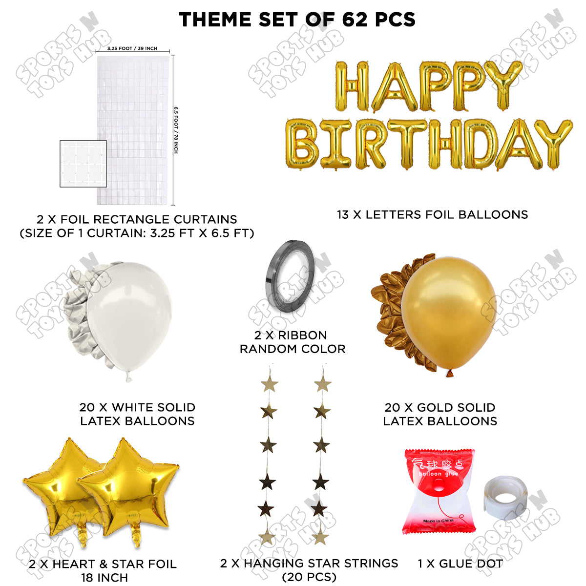 Happy Birthday Foil Letter Theme - Gold & White