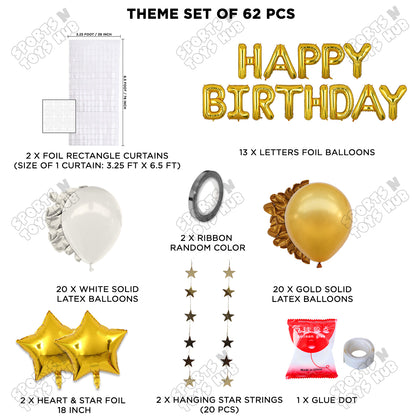 Happy Birthday Foil Letter Theme - Gold & White