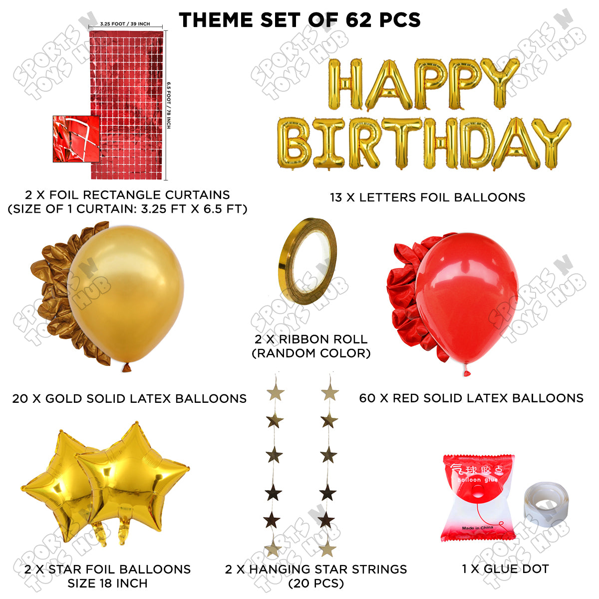 Happy Birthday Foil Letter Theme - Gold & Red