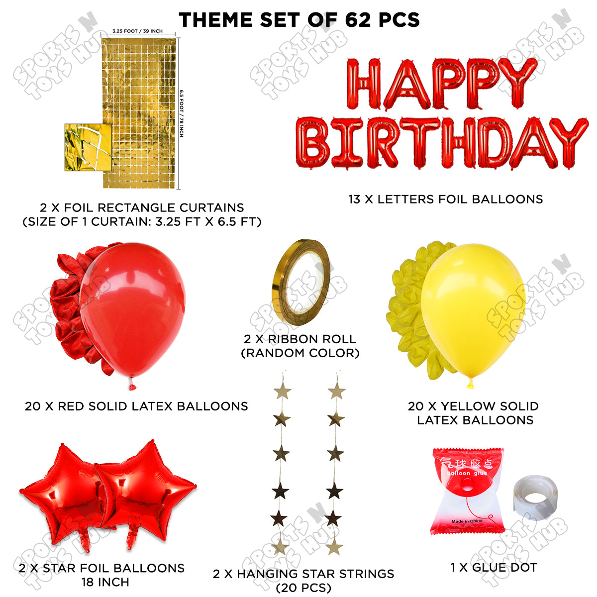 Happy Birthday Foil Letter Theme - Red & Yellow