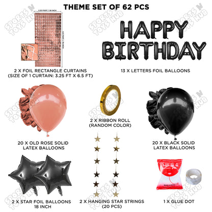 Happy Birthday Foil Letter Theme - Black & Rose Gold