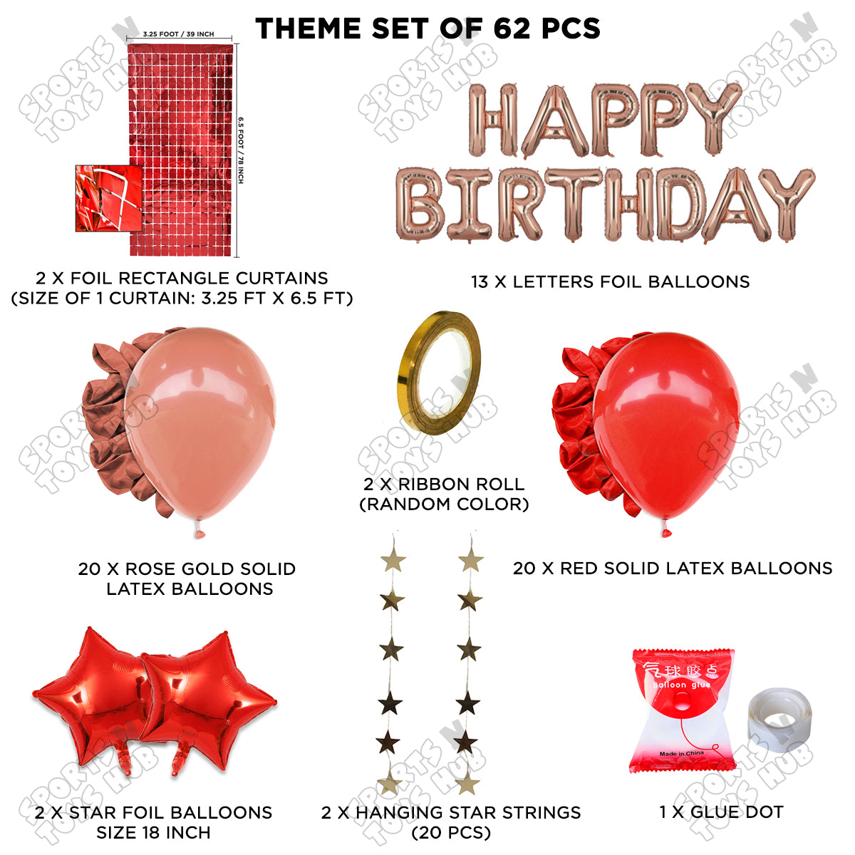 Happy Birthday Foil Letter Theme - Rose Gold & Red