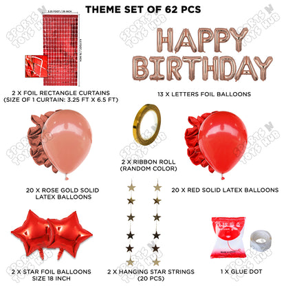 Happy Birthday Foil Letter Theme - Rose Gold & Red