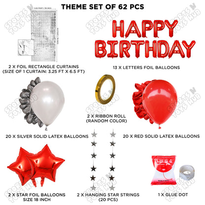 Happy Birthday Foil Letter Theme - Red & Silver
