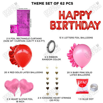 Happy Birthday Foil Letter Theme - Red & Dark Pink