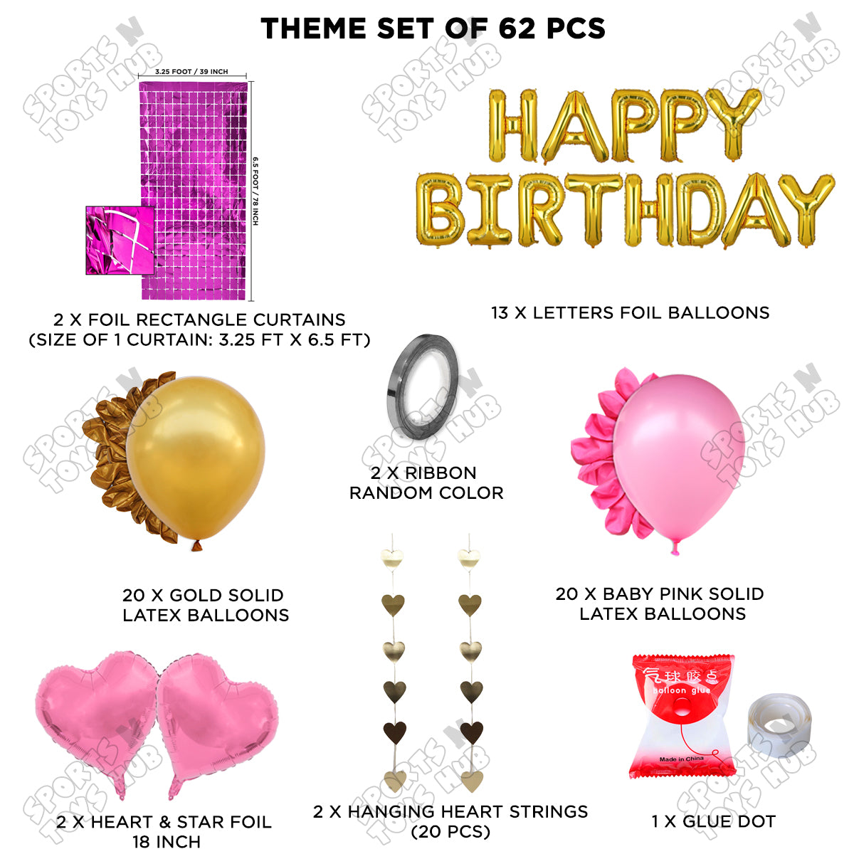 Happy Birthday Foil Letter Theme - Gold & Baby Pink