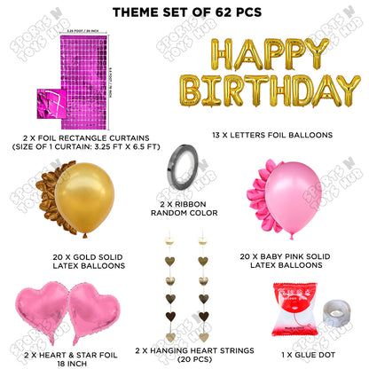 Happy Birthday Foil Letter Theme - Gold & Baby Pink