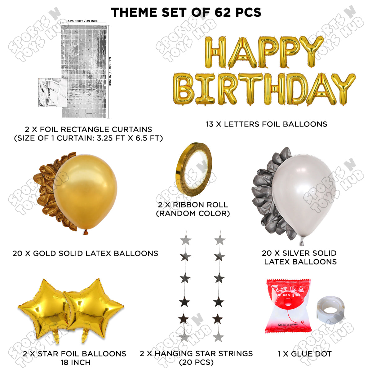 Happy Birthday Foil Letter Theme - Gold & Silver