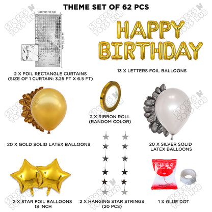 Happy Birthday Foil Letter Theme - Gold & Silver