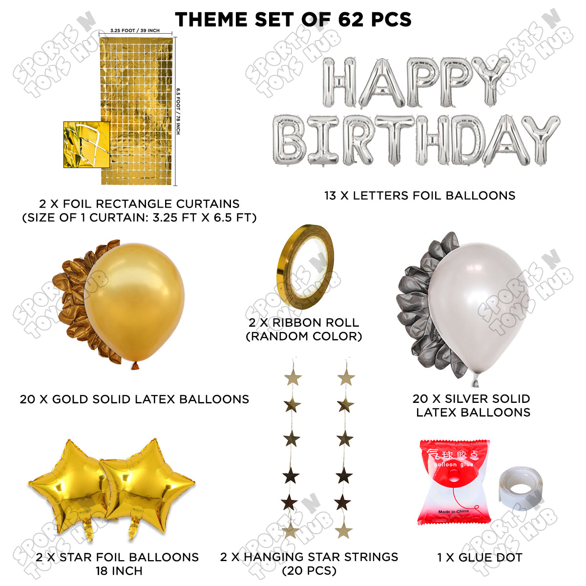 Happy Birthday Foil Letter Theme - Silver & Gold