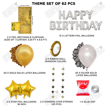 Happy Birthday Foil Letter Theme - Silver & Gold
