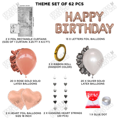 Happy Birthday Foil Letter Theme - Rose Gold & Silver
