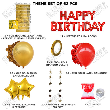 Happy Birthday Foil Letter Theme - Red & Gold
