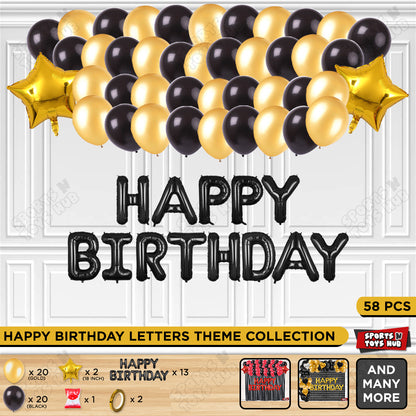 Happy Birthday Foil Letter Theme - Black & Gold