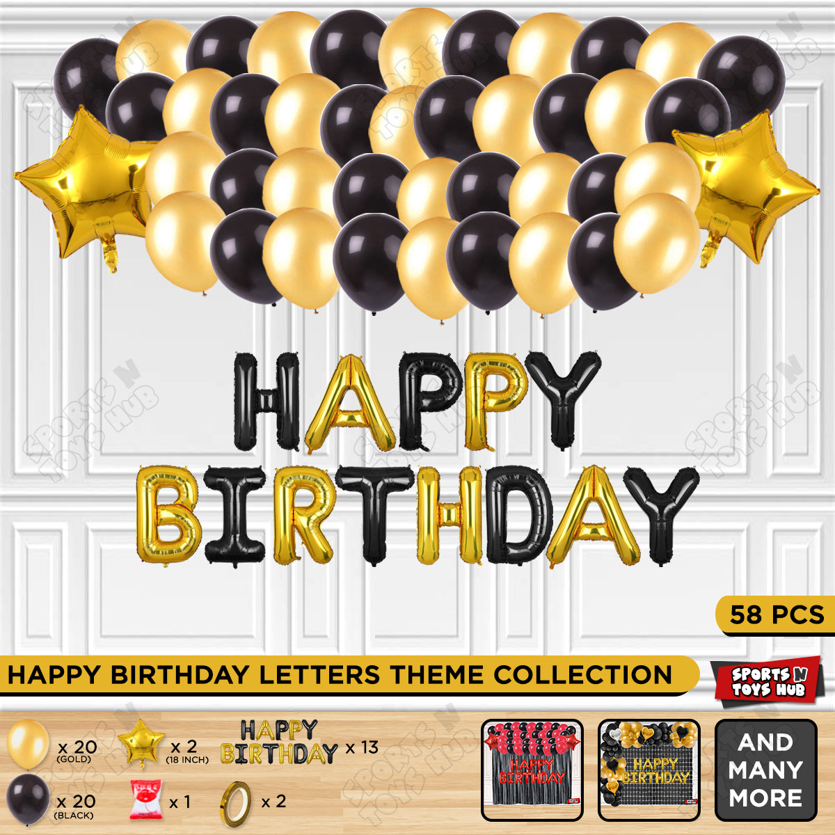 Happy Birthday Foil Letter Theme - Black & Gold