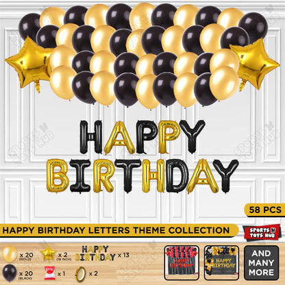 Happy Birthday Foil Letter Theme - Black & Gold