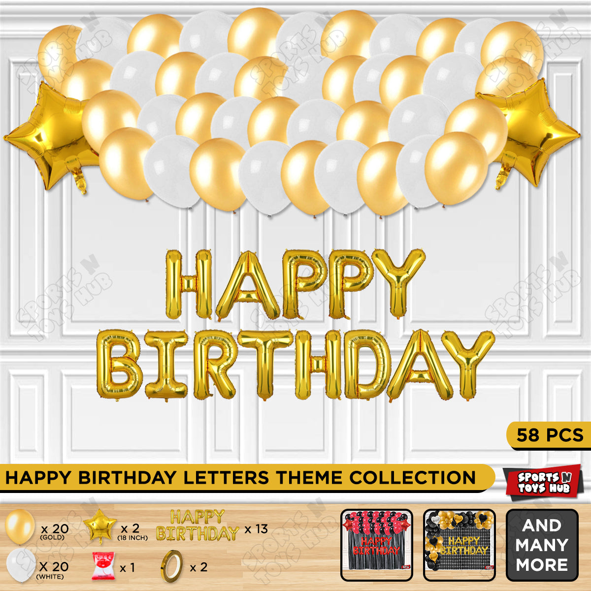 Happy Birthday Foil Letter Theme - Gold & White