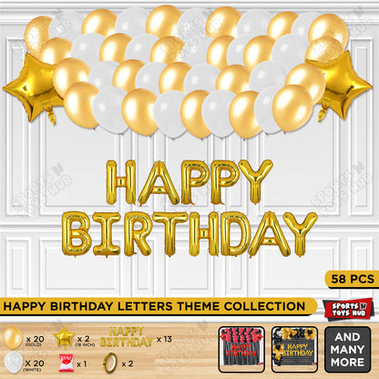 Happy Birthday Foil Letter Theme - Gold & White