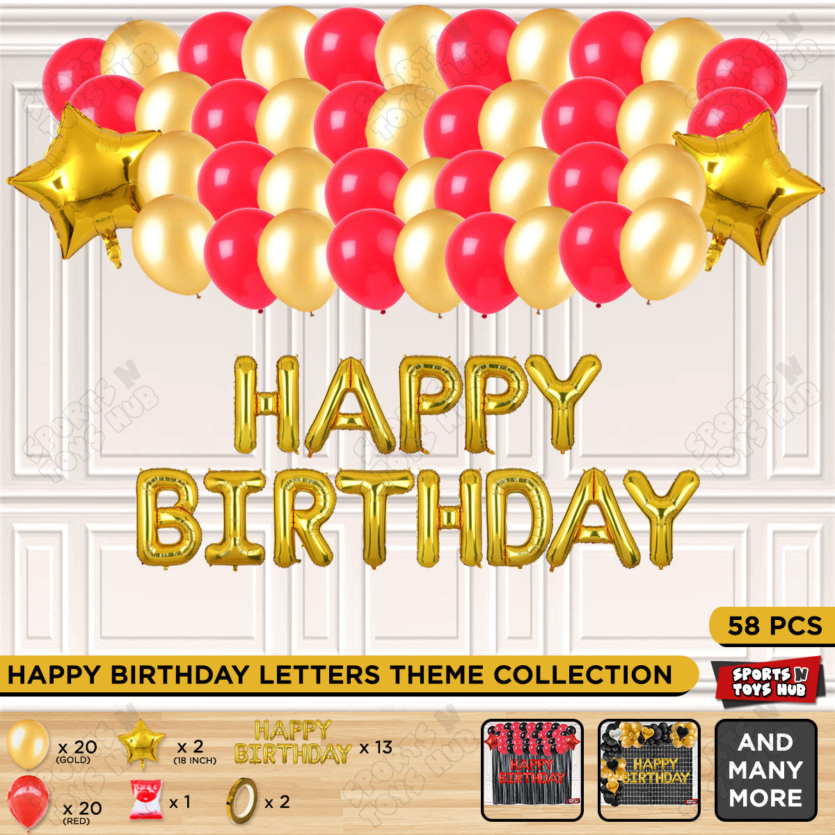 Happy Birthday Foil Letter Theme - Gold & Red