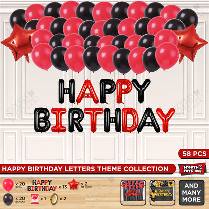 Happy Birthday Foil Letter Theme - Black & Red