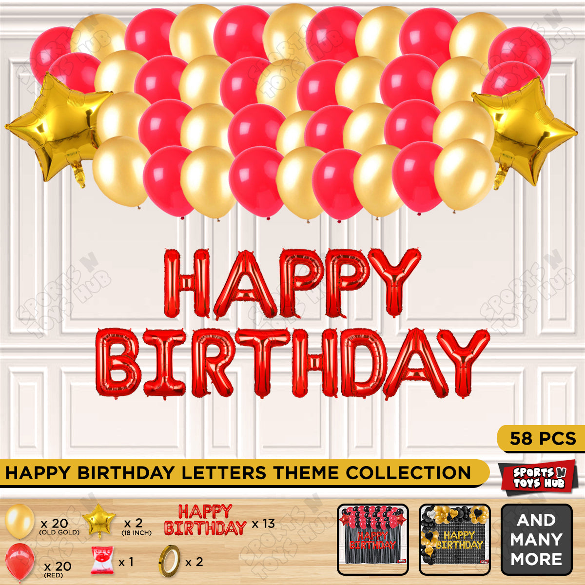 Happy Birthday Foil Letter Theme - Red & Gold
