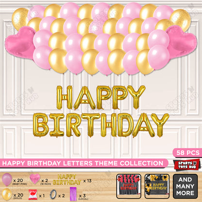 Happy Birthday Foil Letter Theme - Gold & Baby Pink