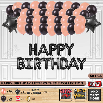 Happy Birthday Foil Letter Theme - Black & Rose Gold