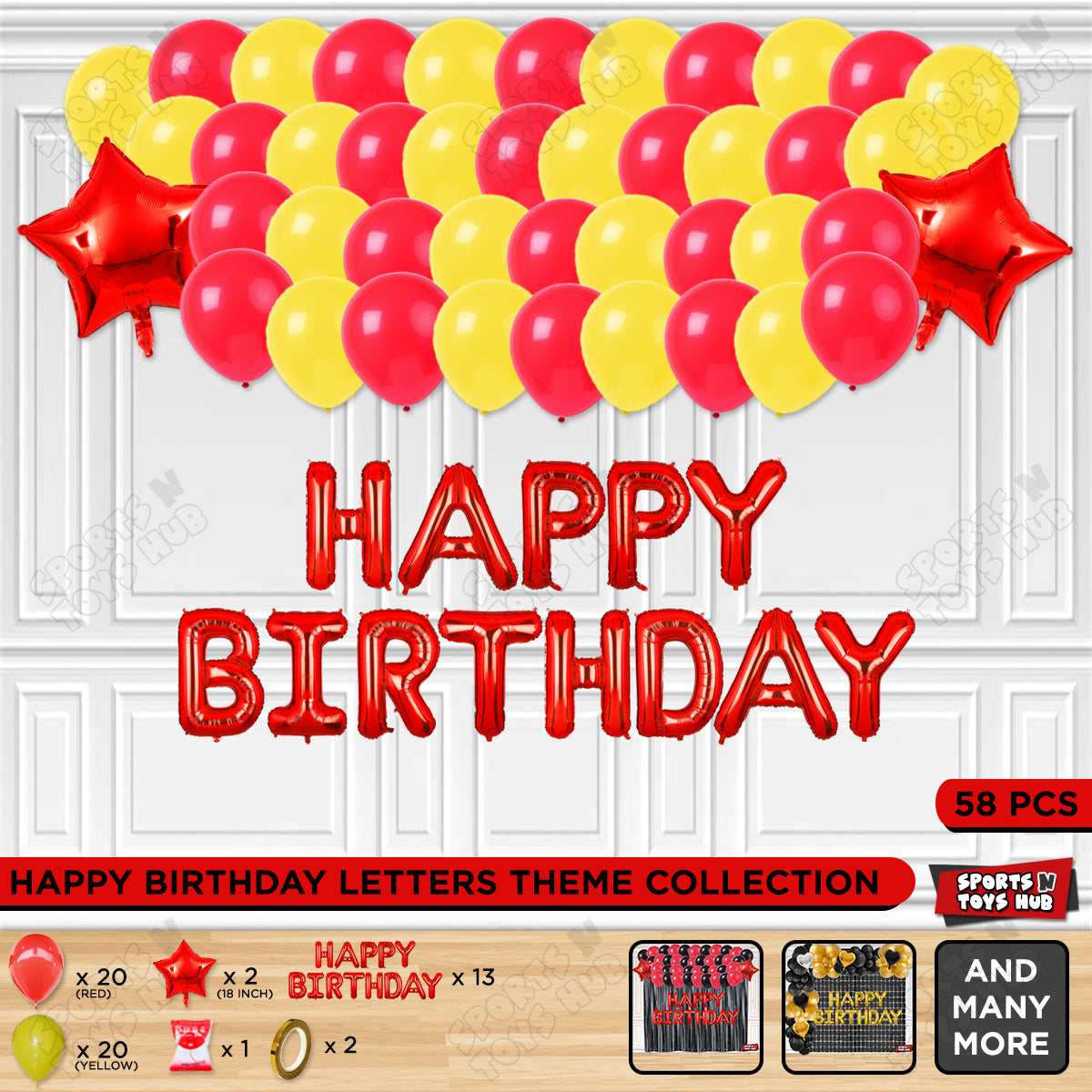 Happy Birthday Foil Letter Theme - Red & Yellow