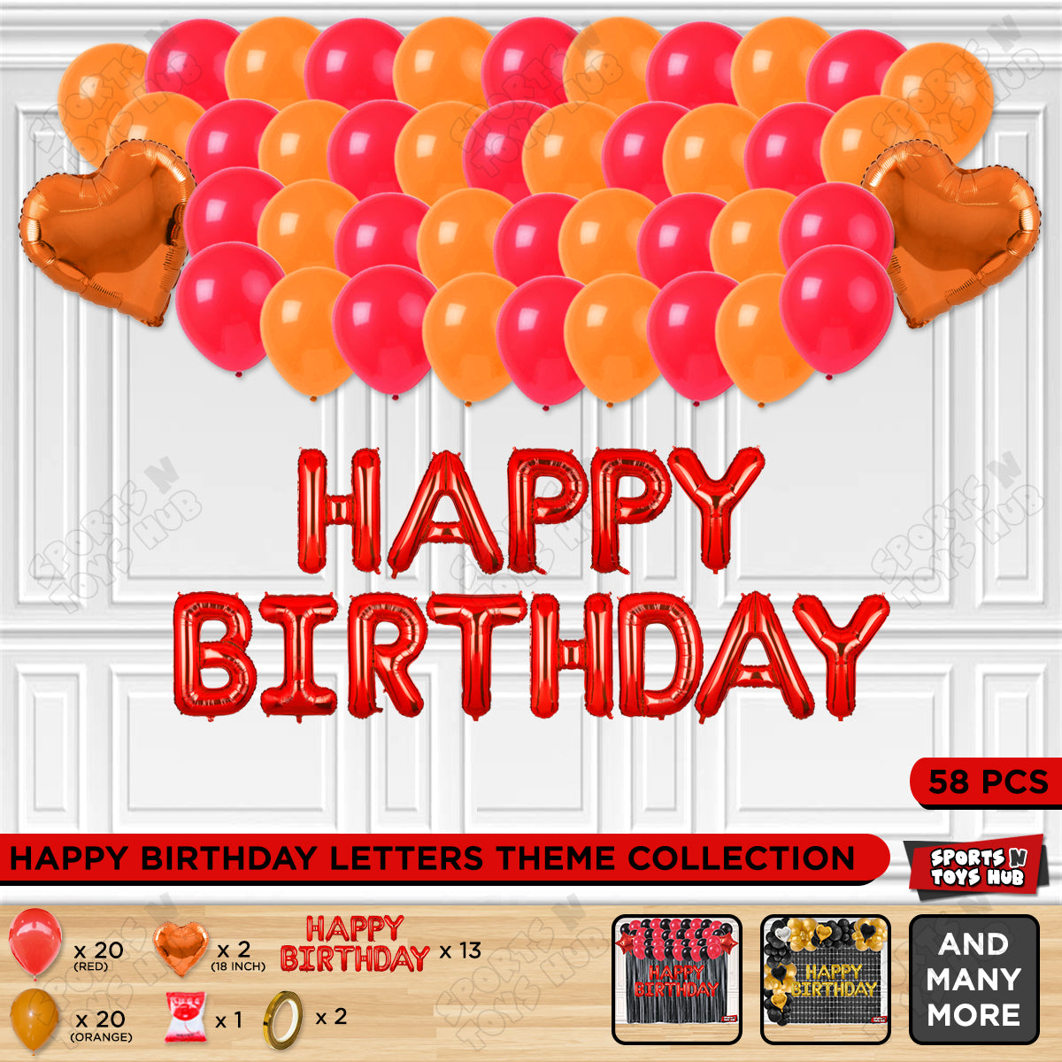 Happy Birthday Foil Letter Theme - Red & Orange