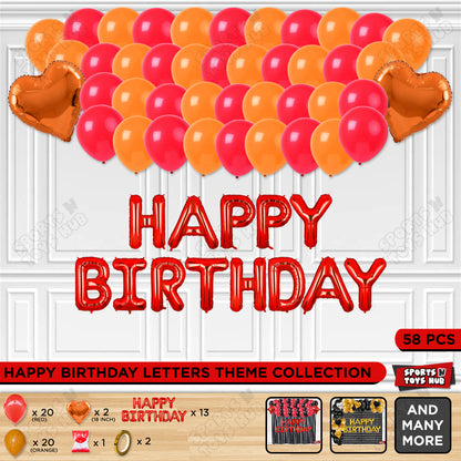 Happy Birthday Foil Letter Theme - Red & Orange