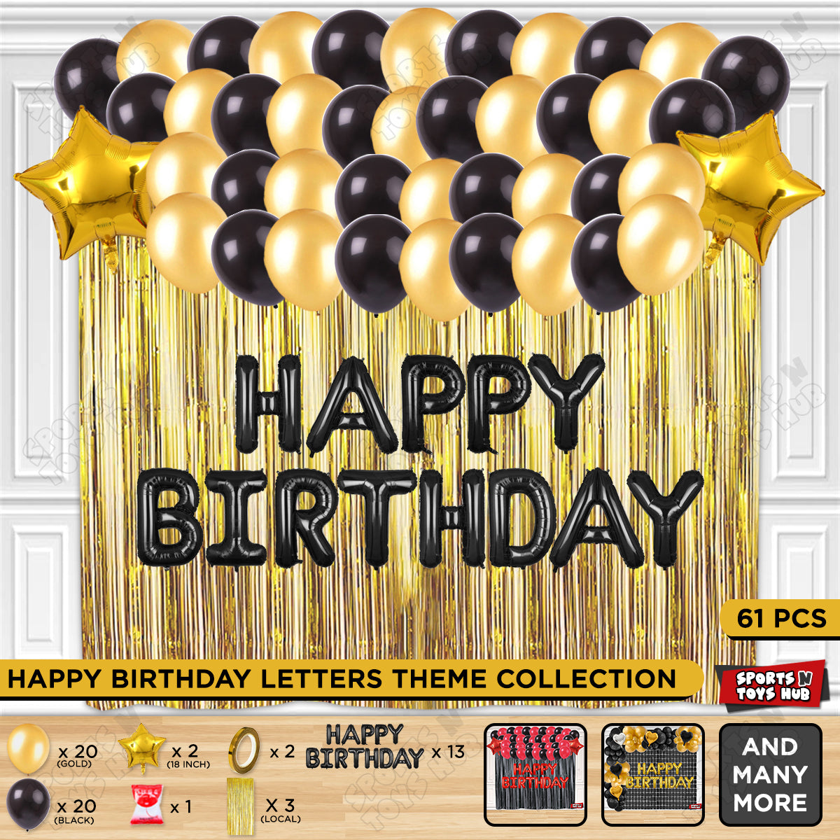 Happy Birthday Foil Letter Theme - Black & Gold