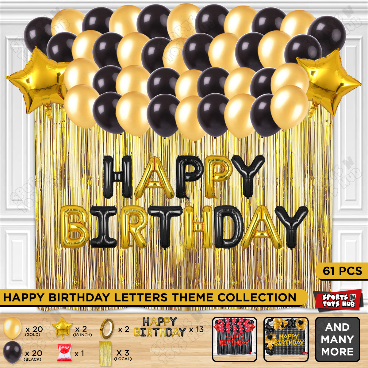 Happy Birthday Foil Letter Theme - Black & Gold