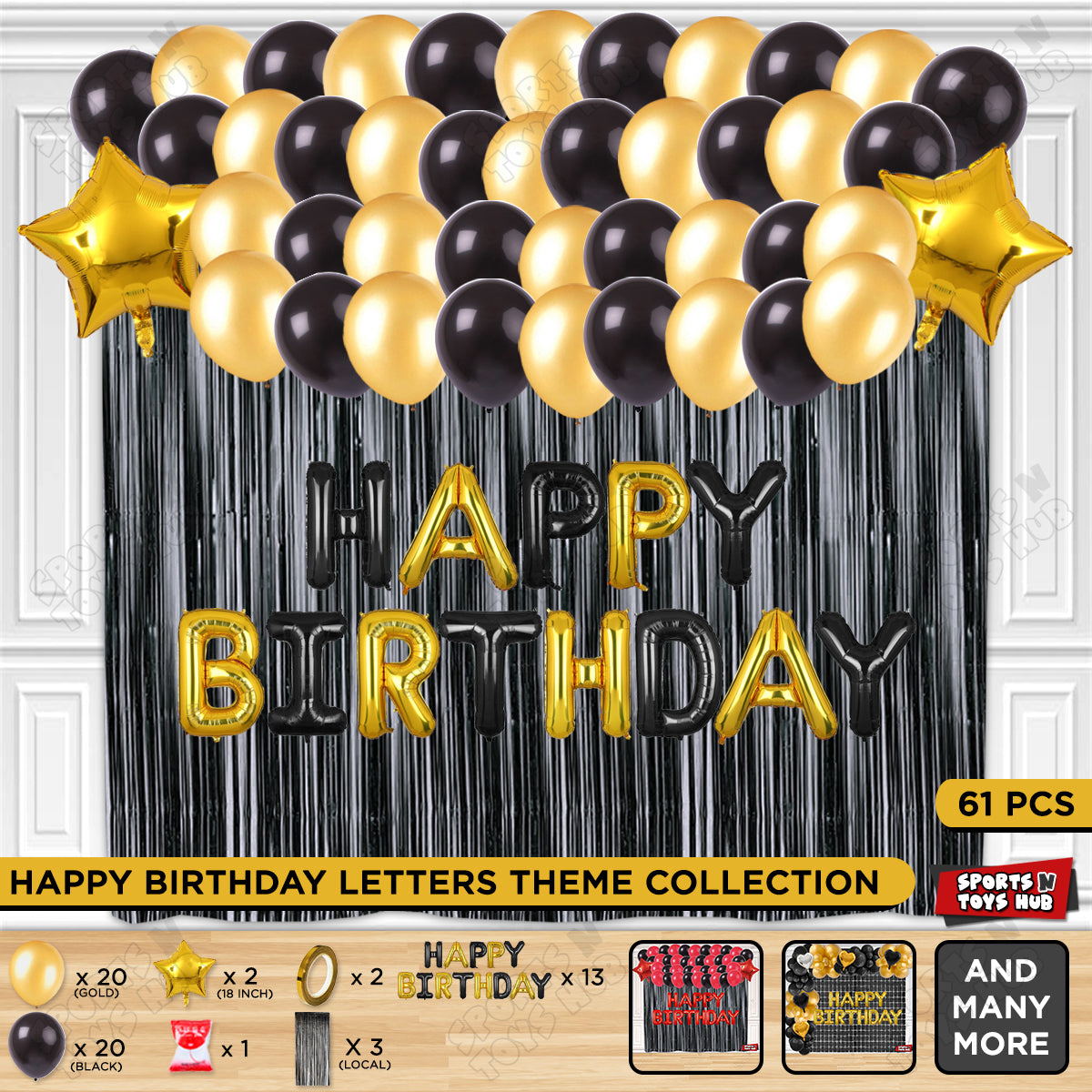 Happy Birthday Foil Letter Theme - Black & Gold