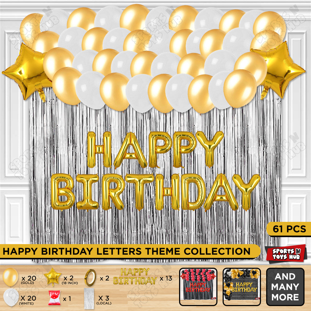 Happy Birthday Foil Letter Theme - Gold & White