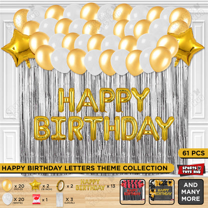Happy Birthday Foil Letter Theme - Gold & White