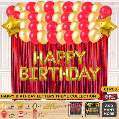 Happy Birthday Foil Letter Theme - Gold & Red