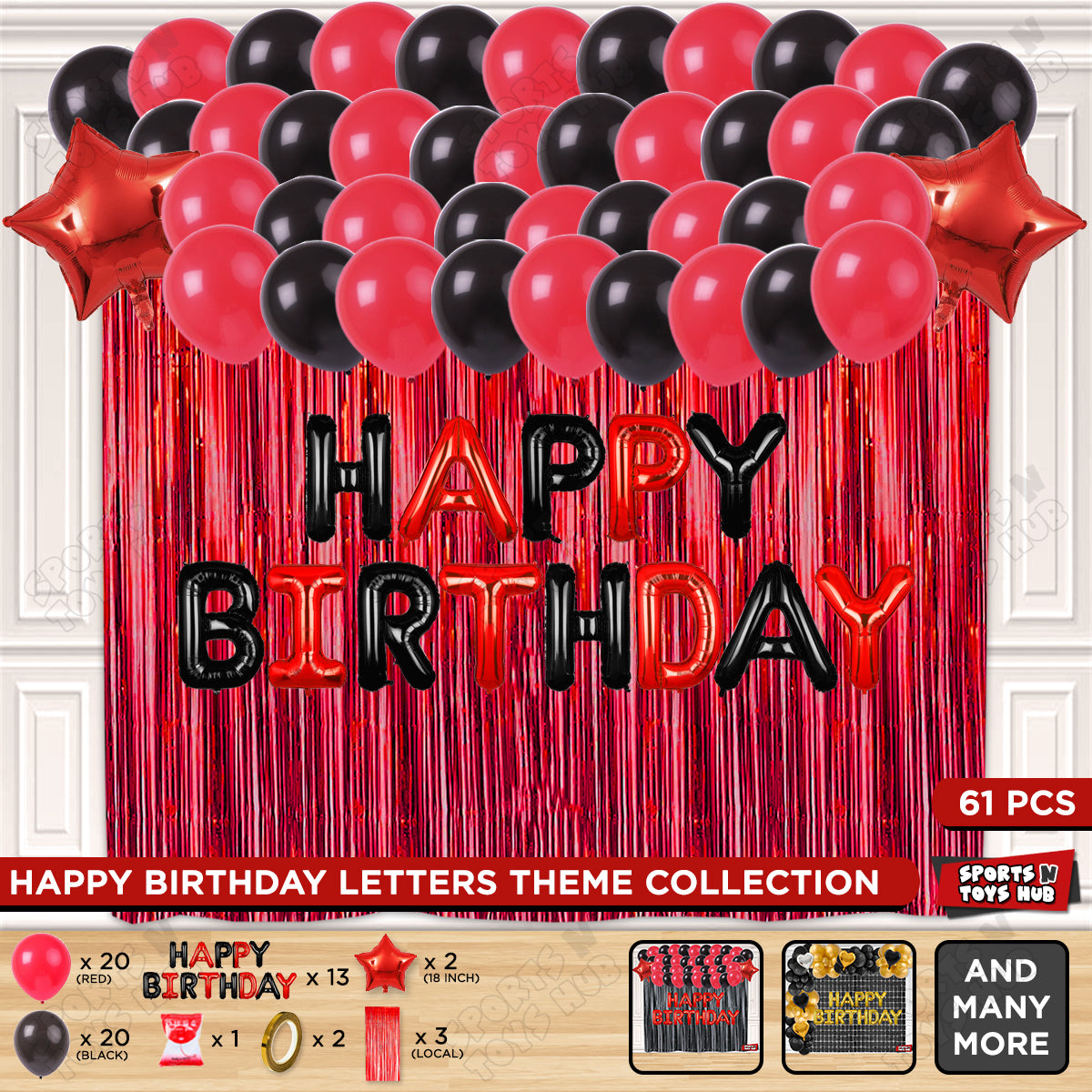 Happy Birthday Foil Letter Theme - Black & Red